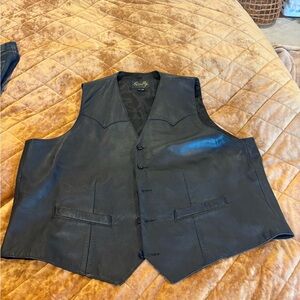 Scully Black Leather Vest for Men